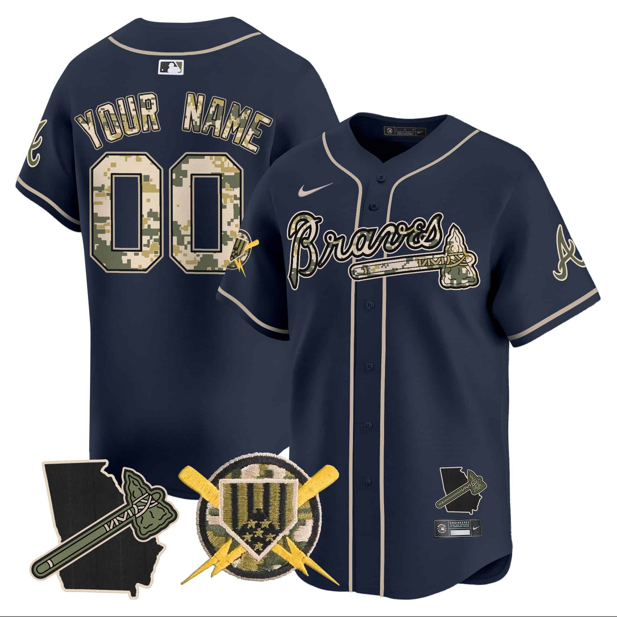 Men Atlanta Braves Blue Nike 2024 Armed Forces Day Vapor Premier Limited Custom MLB Jersey->customized mlb jersey->Custom Jersey